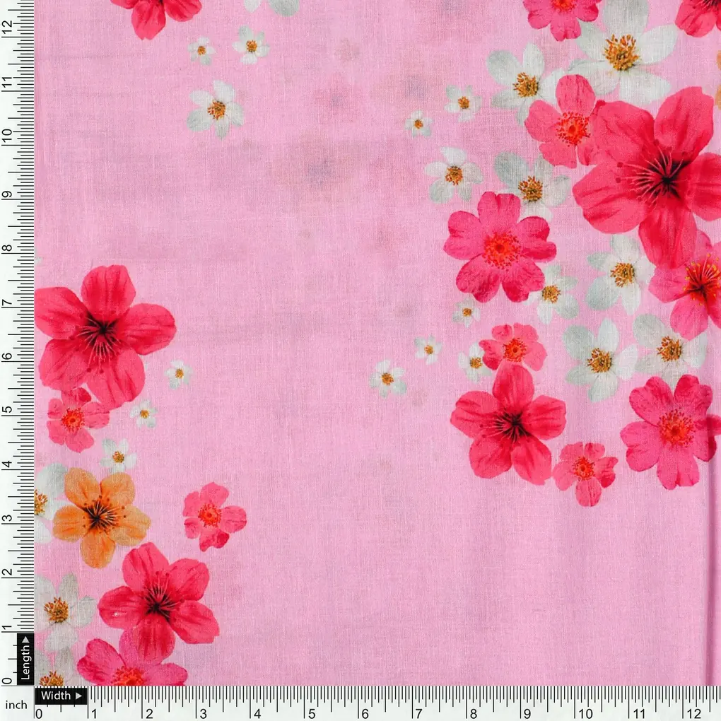 Lovely Pinkish Chintz Flower Digital Printed Fabric - Pure Cotton - Image 4