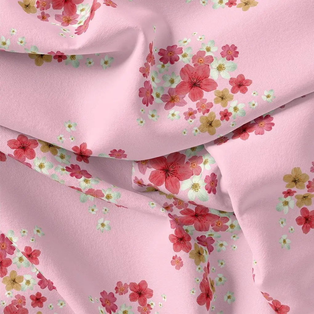 Lovely Pinkish Chintz Flower Digital Printed Fabric - Rayon - Image 3
