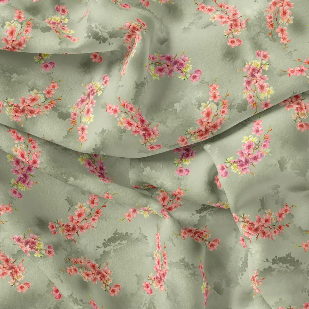 Lovely Purple Violet Flower Digital Printed Fabric - Image 3