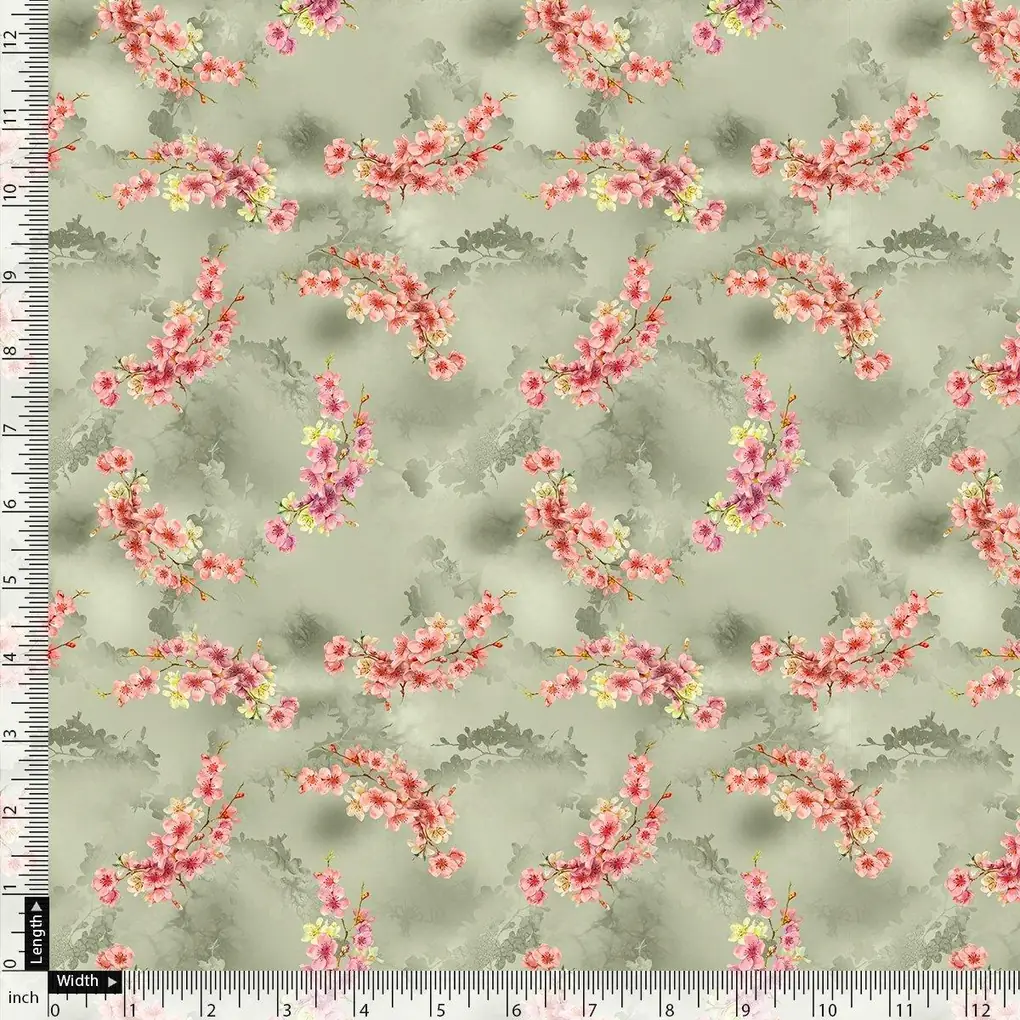 Lovely Purple Violet Flower Digital Printed Fabric - Cotton - Image 4