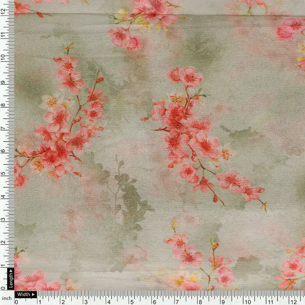Lovely Purple Violet Flower Digital Printed Fabric - Pure Georgette - Image 4
