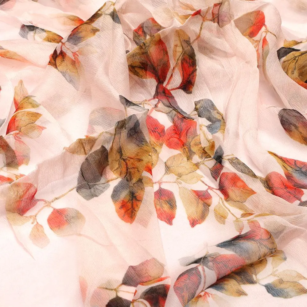 Lovely Small Goat Willow Leafs Digital Printed Fabric - Pure Chiffon - Image 3