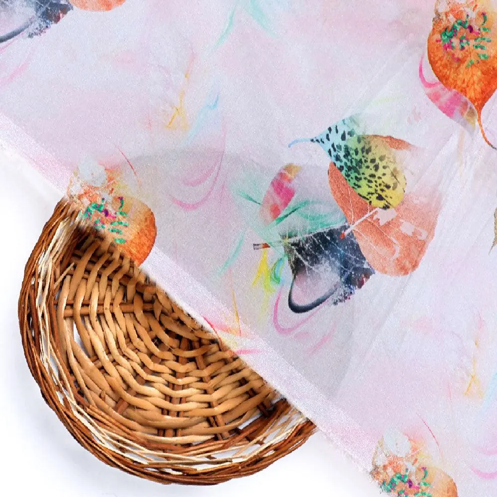 Lovely Small Leaved Lime Digital Printed Fabric - Crepe - Image 2