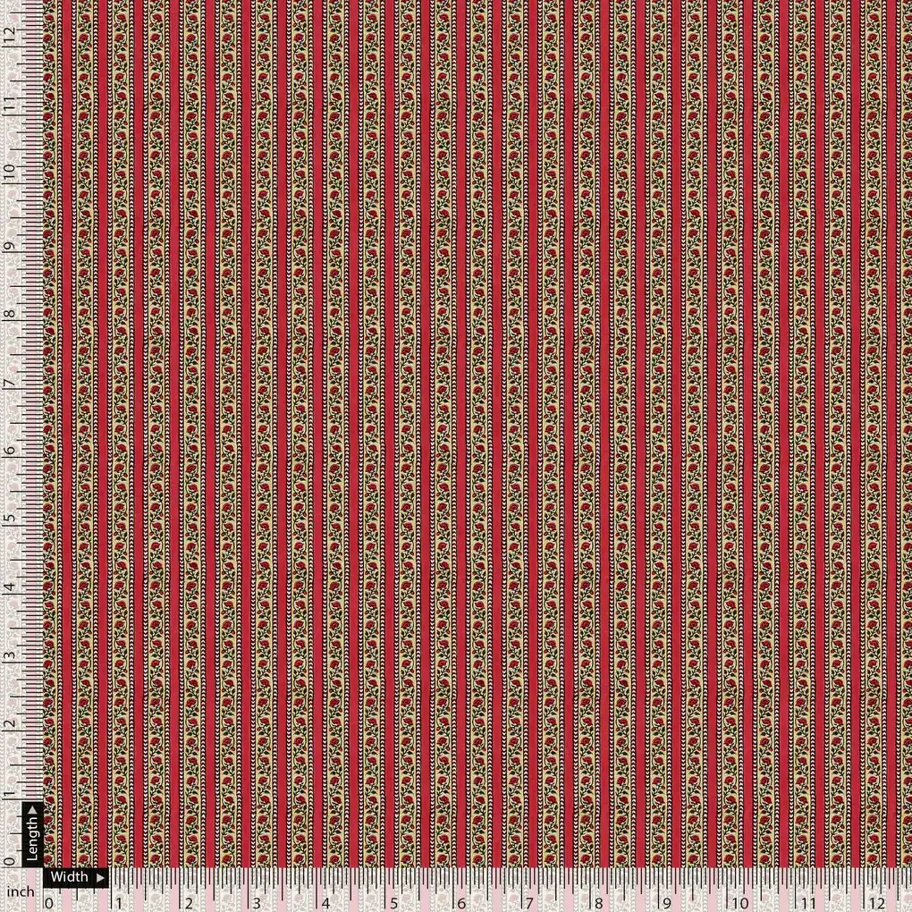 Lovely Straight Valley Of Roses Strips Digital Printed Fabric - Image 4