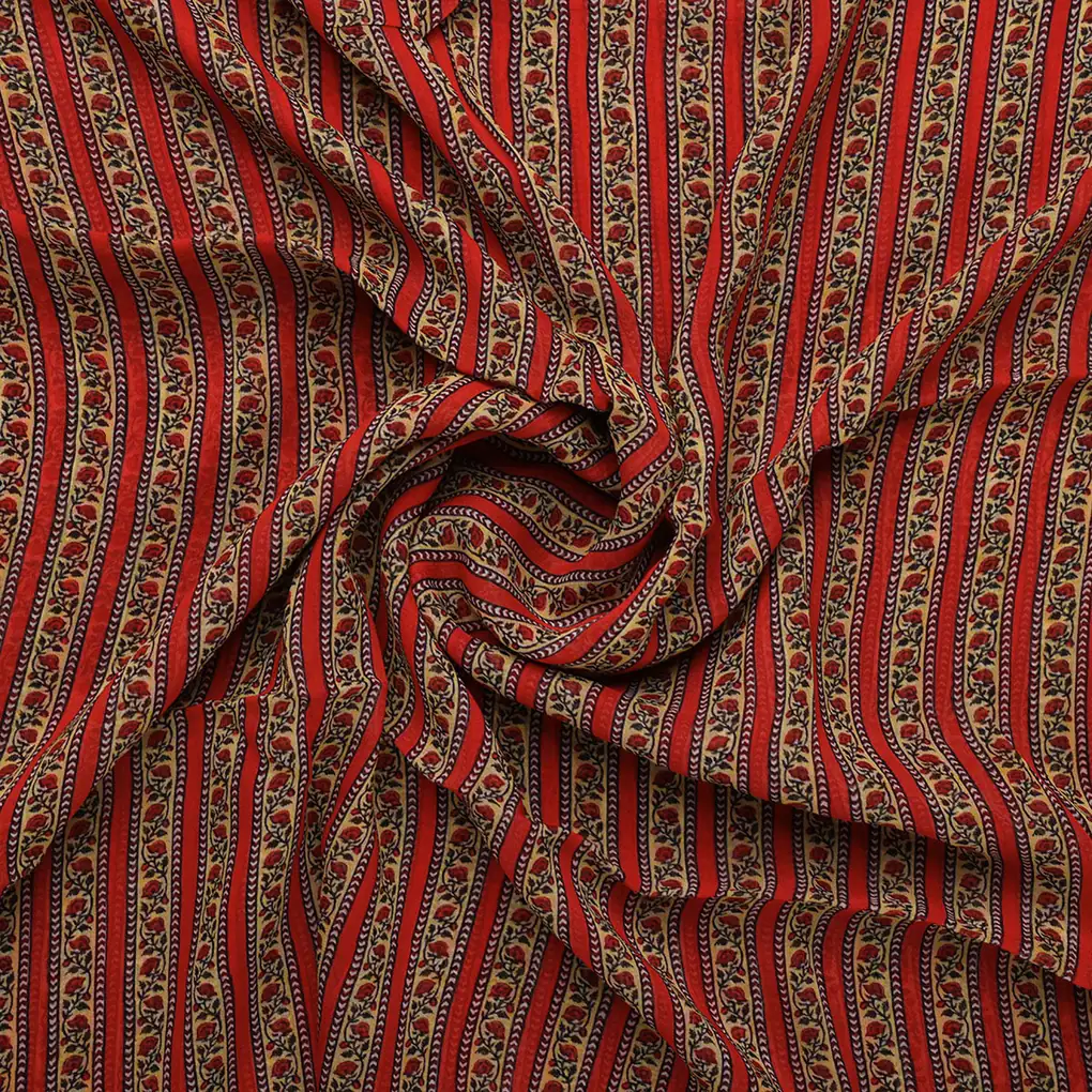 Lovely Straight Valley Of Roses Strips Digital Printed Fabric - Pure Georgette - Image 2