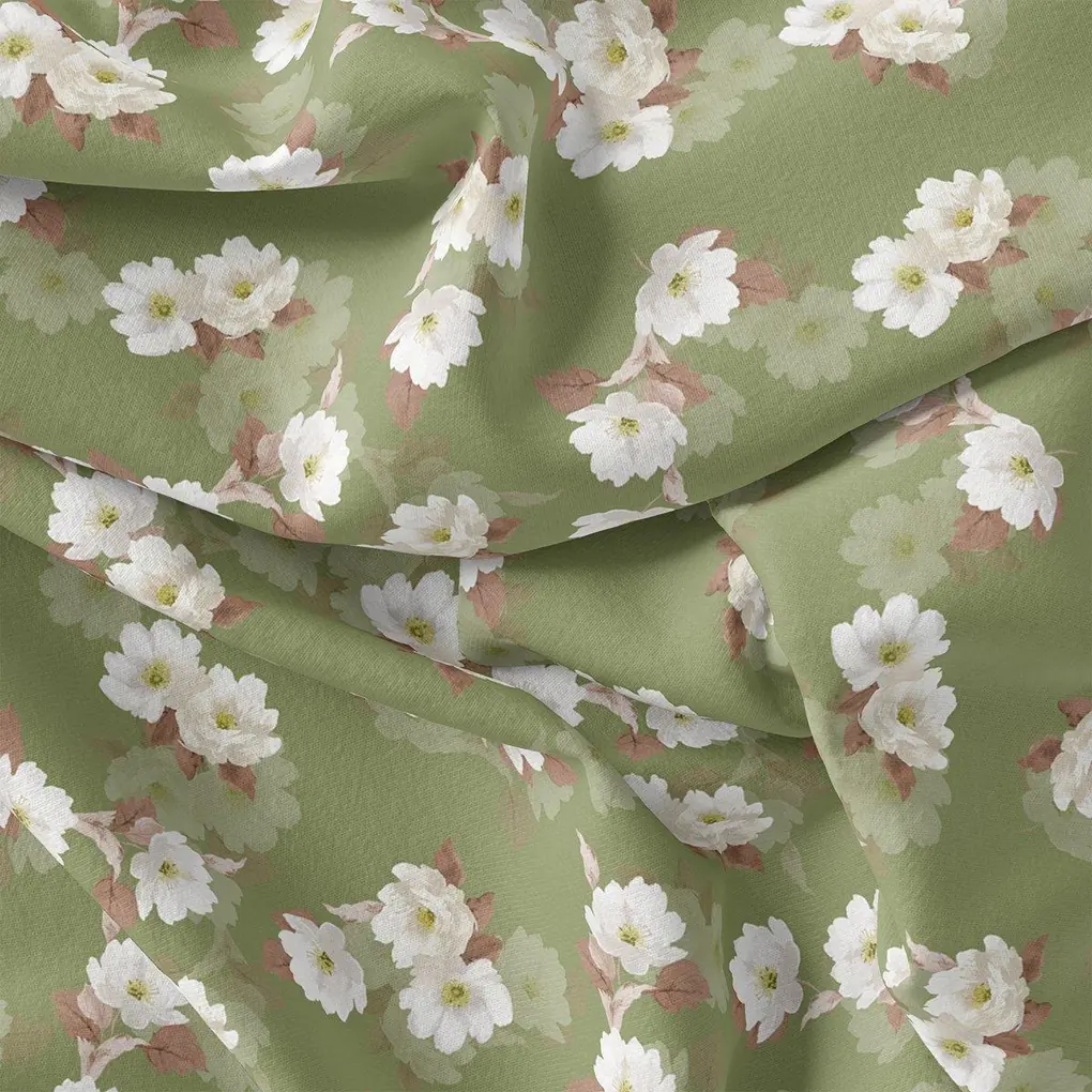Lovely White Rose Digital Printed Fabric - Image 3