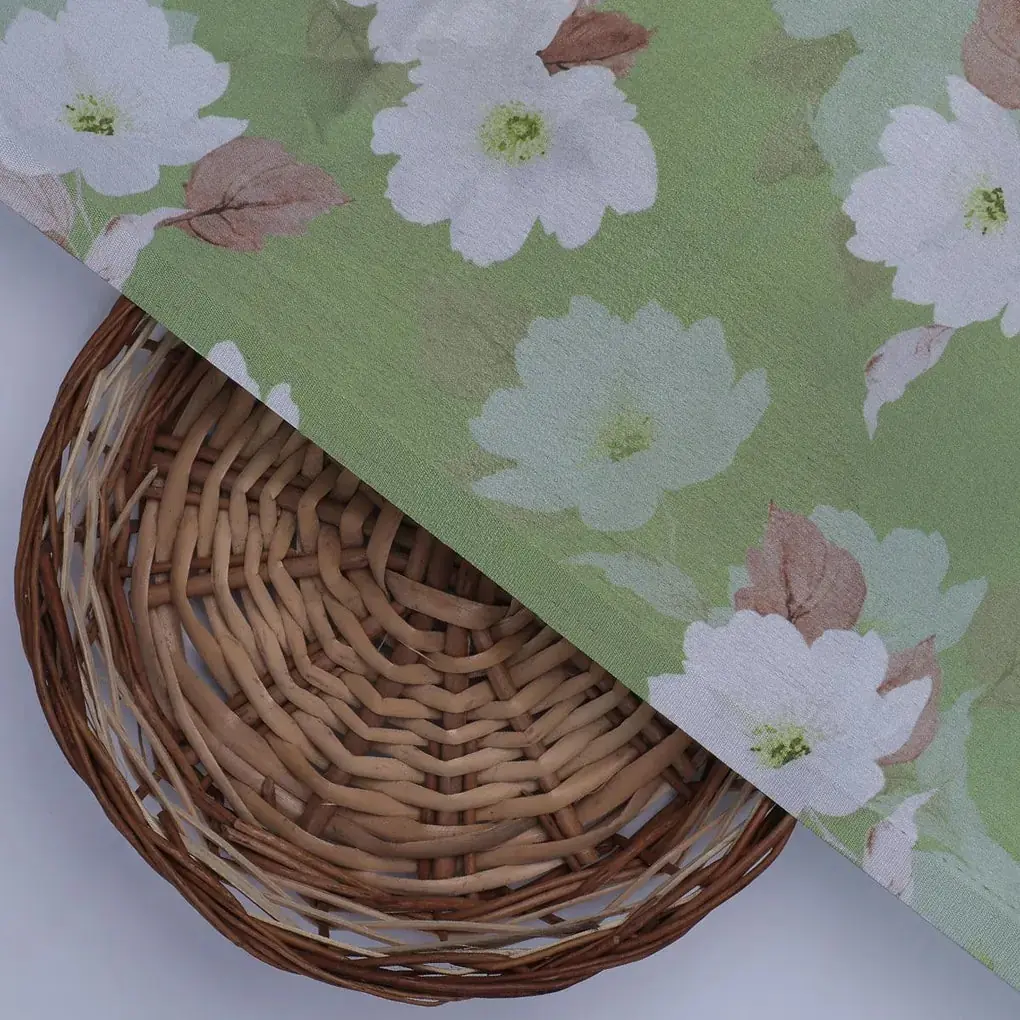 Lovely White Rose Digital Printed Fabric - Japan Satin - Image 2