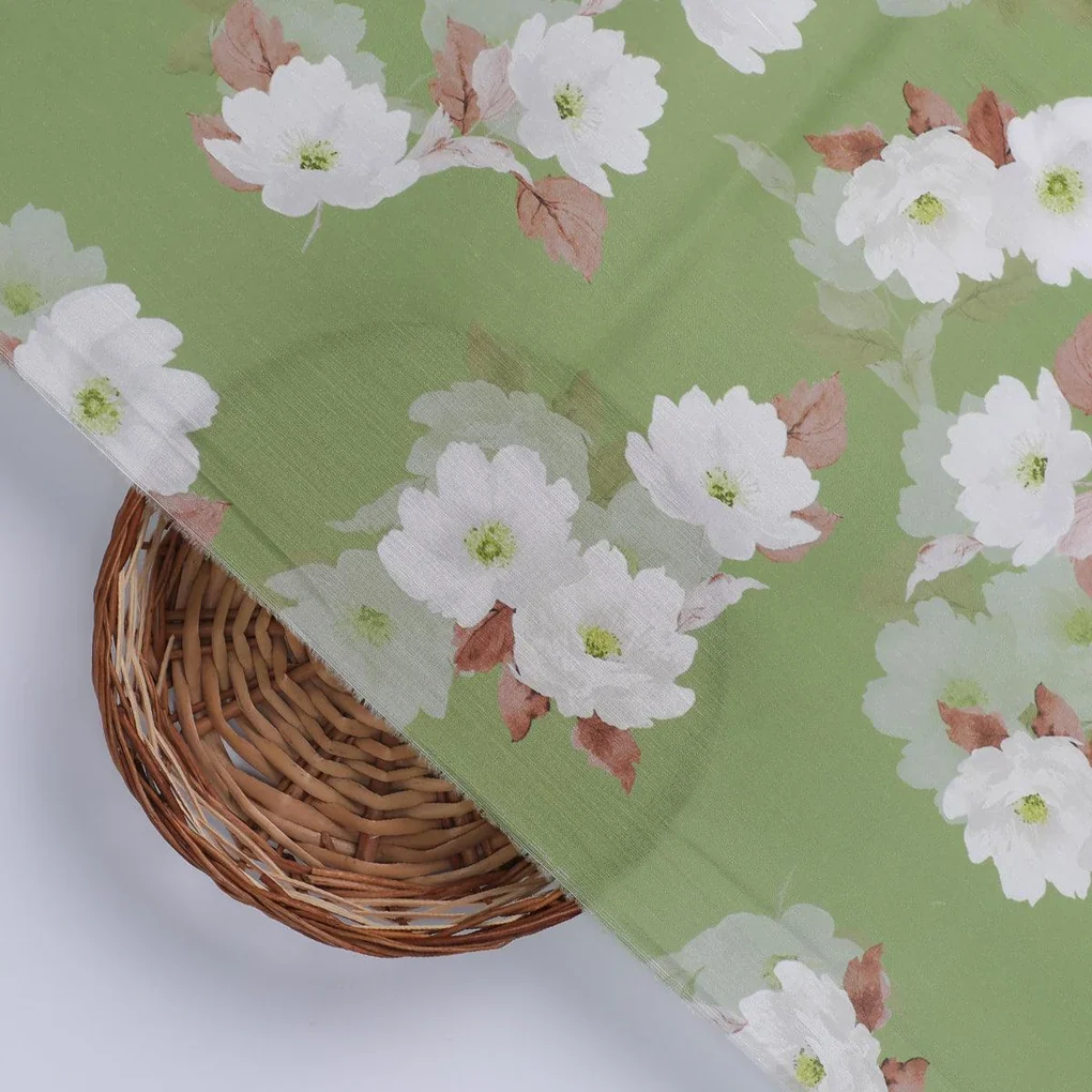 Lovely White Rose Digital Printed Fabric - Muslin - Image 2