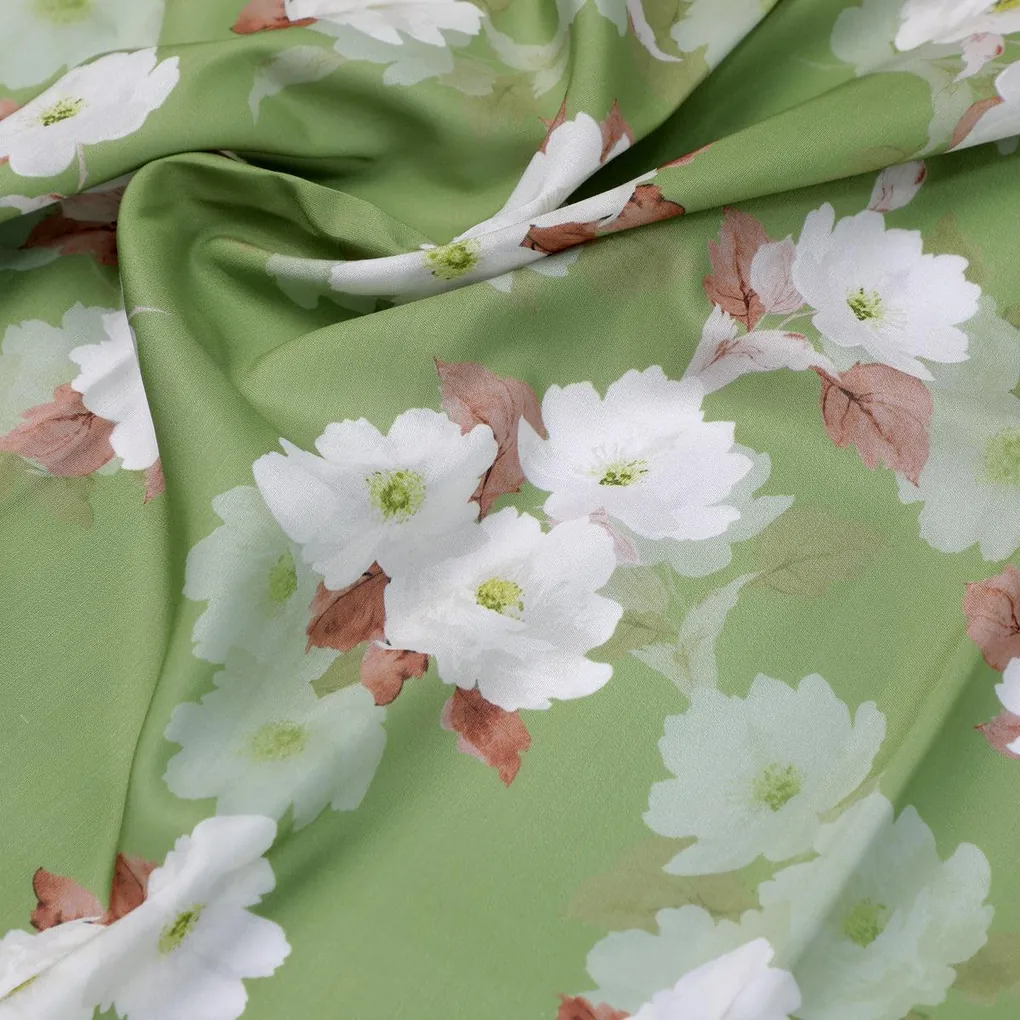 Lovely White Rose Digital Printed Fabric - Muslin - Image 3