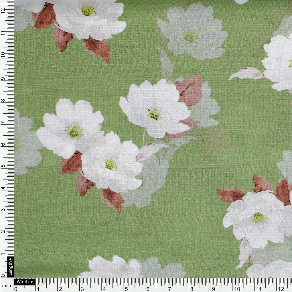 Lovely White Rose Digital Printed Fabric - Muslin - Image 4
