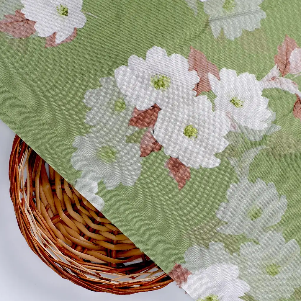 Lovely White Rose Digital Printed Fabric - Rayon - Image 2