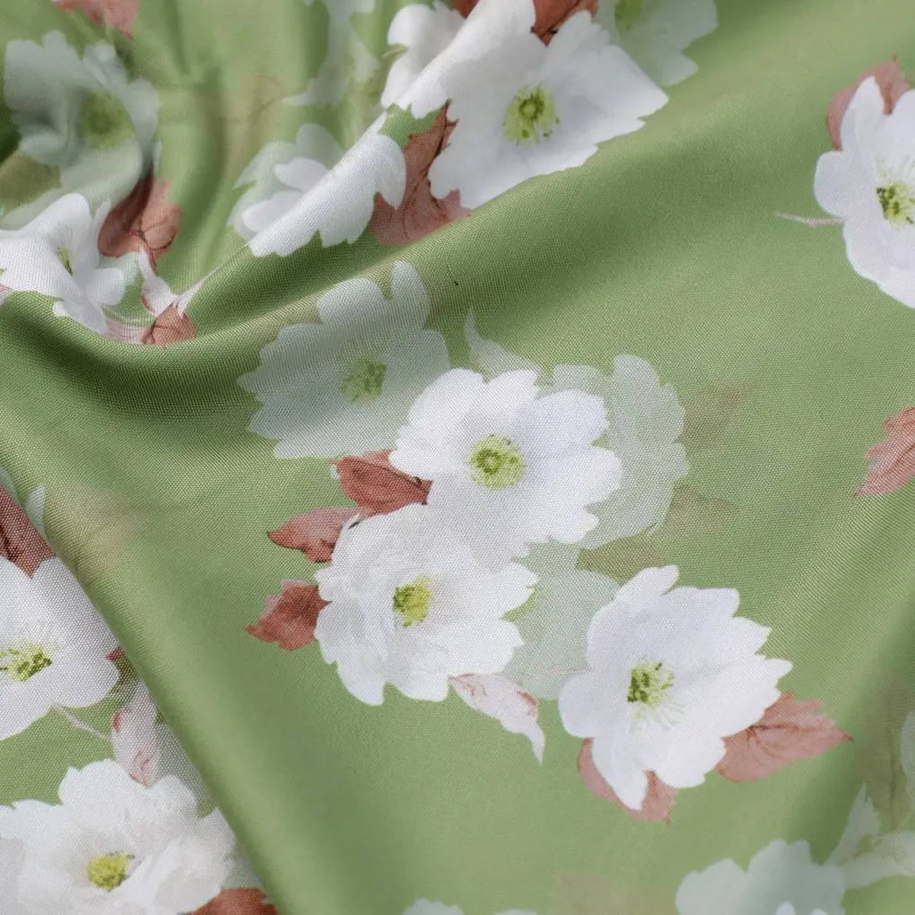 Lovely White Rose Digital Printed Fabric - Rayon - Image 3