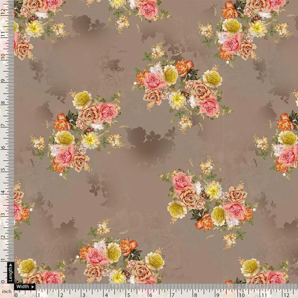 Lovely Yellow Roses With Jasmin Digital Printed Fabric - Image 3