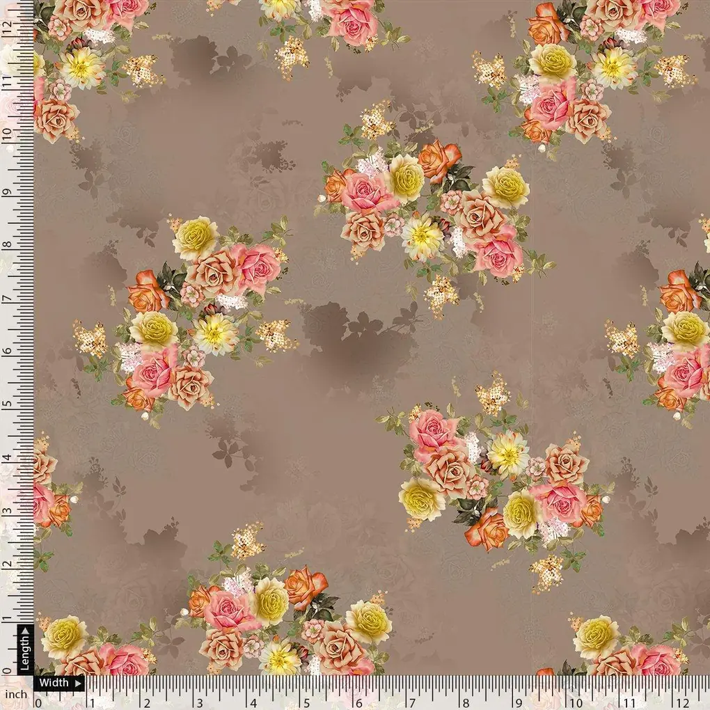 Lovely Yellow Roses With Jasmin Digital Printed Fabric - Japan Satin - Image 3