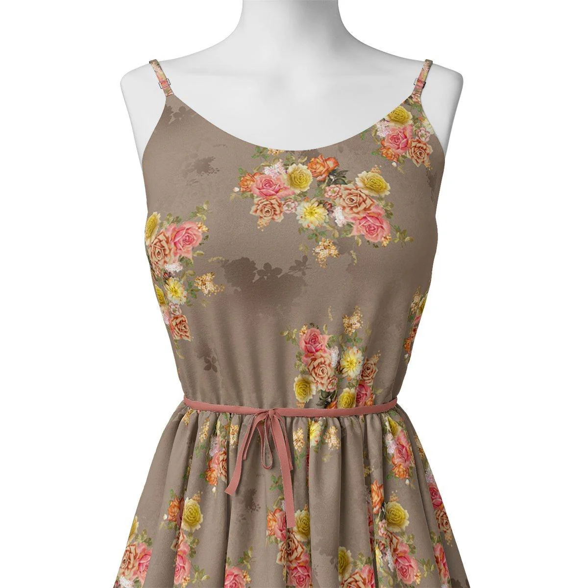 Lovely Yellow Roses With Jasmin Digital Printed Fabric - Poly Muslin - Image 2