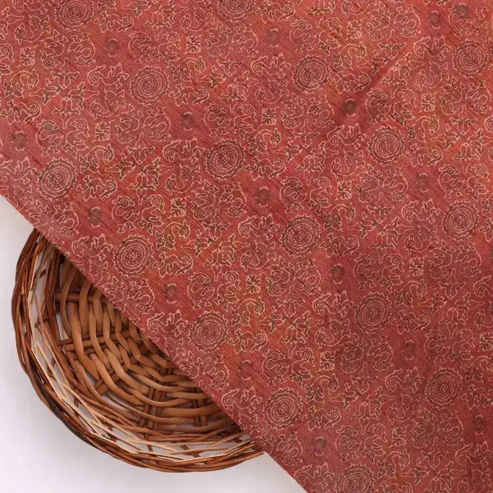 Maroon Ajrak Digital Printed Fabrics - Image 3