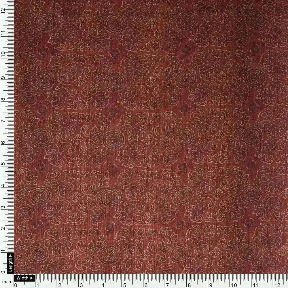 Maroon Ajrak Digital Printed Fabrics - Image 4