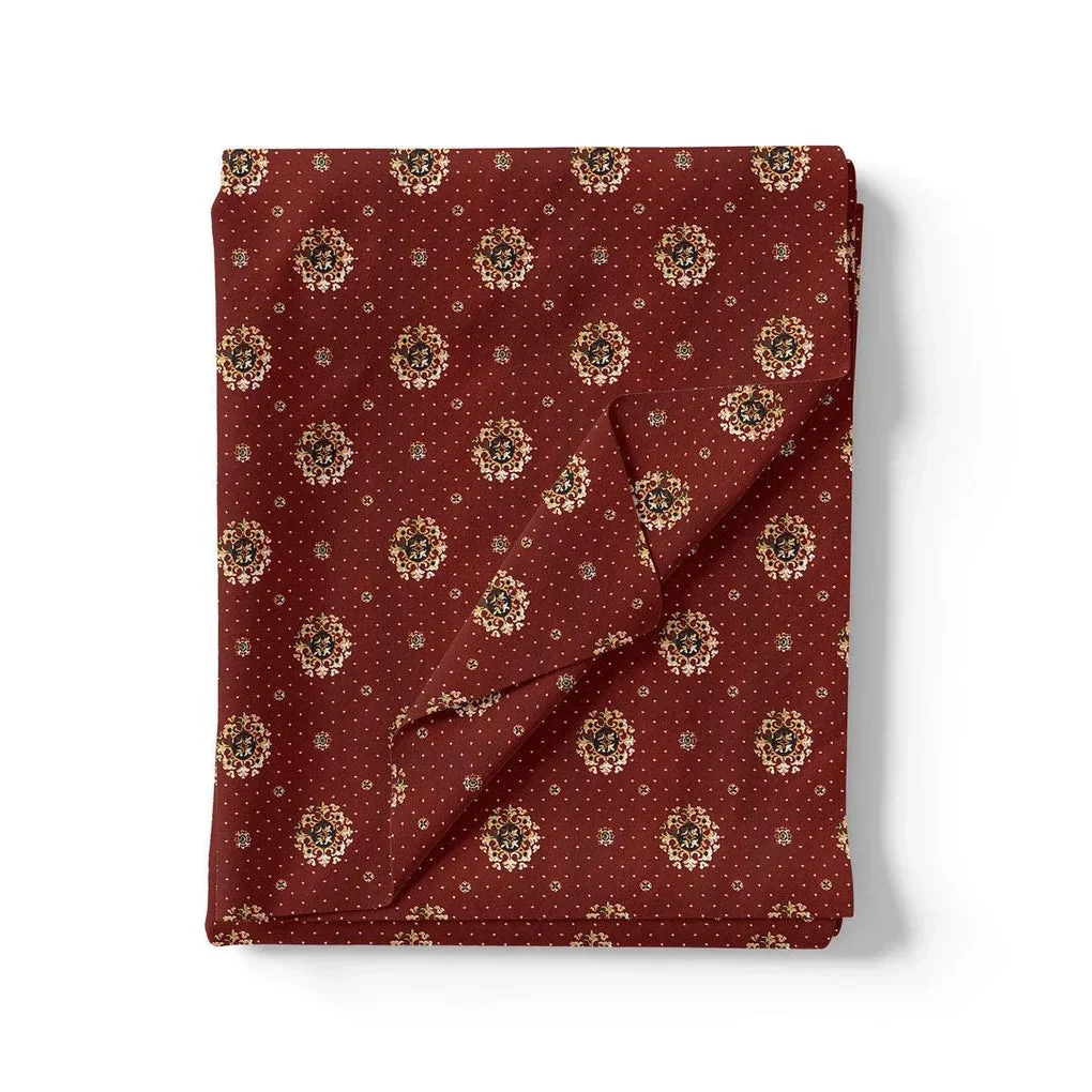Maroon Flower Pashmina Printed Fabric - Image 3