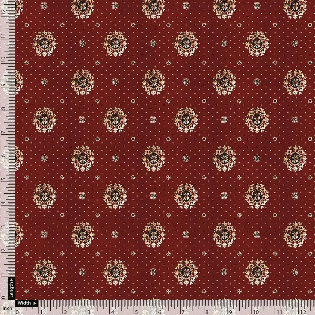 Maroon Flower Pashmina Printed Fabric - Image 5