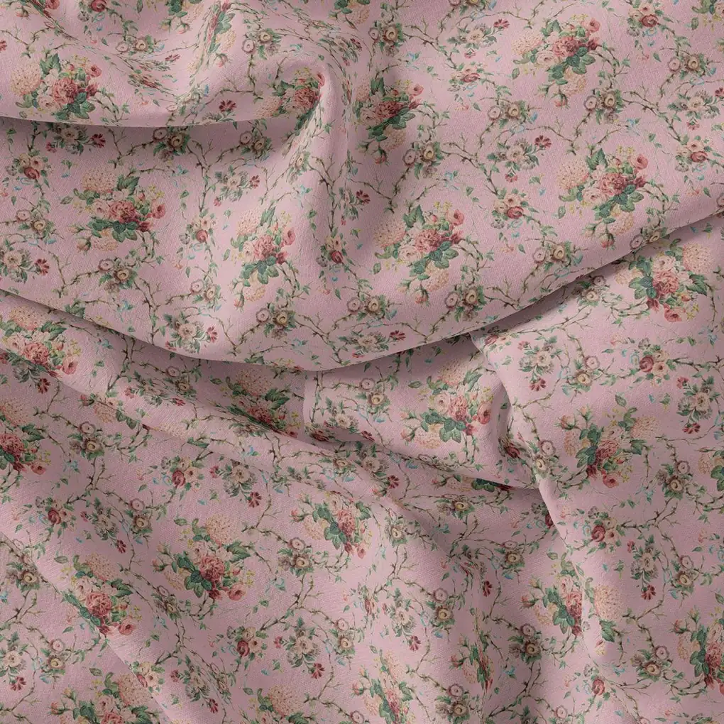 Mauve Flower Pashmina Printed Fabric - Image 4