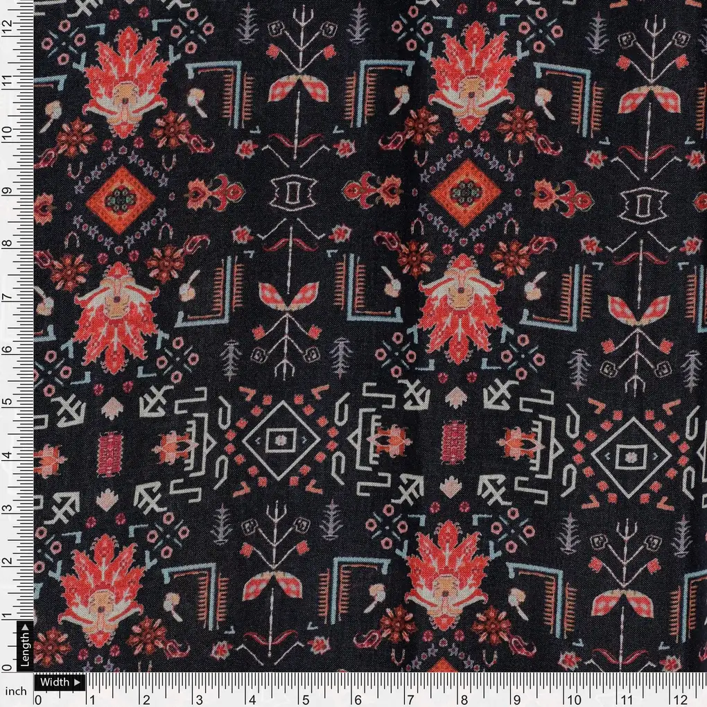 Metallese Seamless Leafs Patterns Digital Printed Fabric - Pure Muslin - Image 3