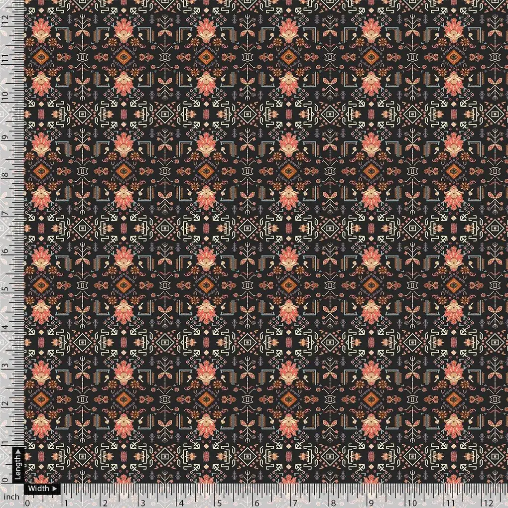 Metallese Seamless Leafs Patterns Digital Printed Fabric - Tusser Silk - Image 4