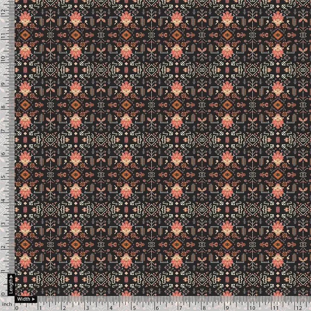 Metallise Seamless Leaves Patterns Digital Printed Fabric - Image 4