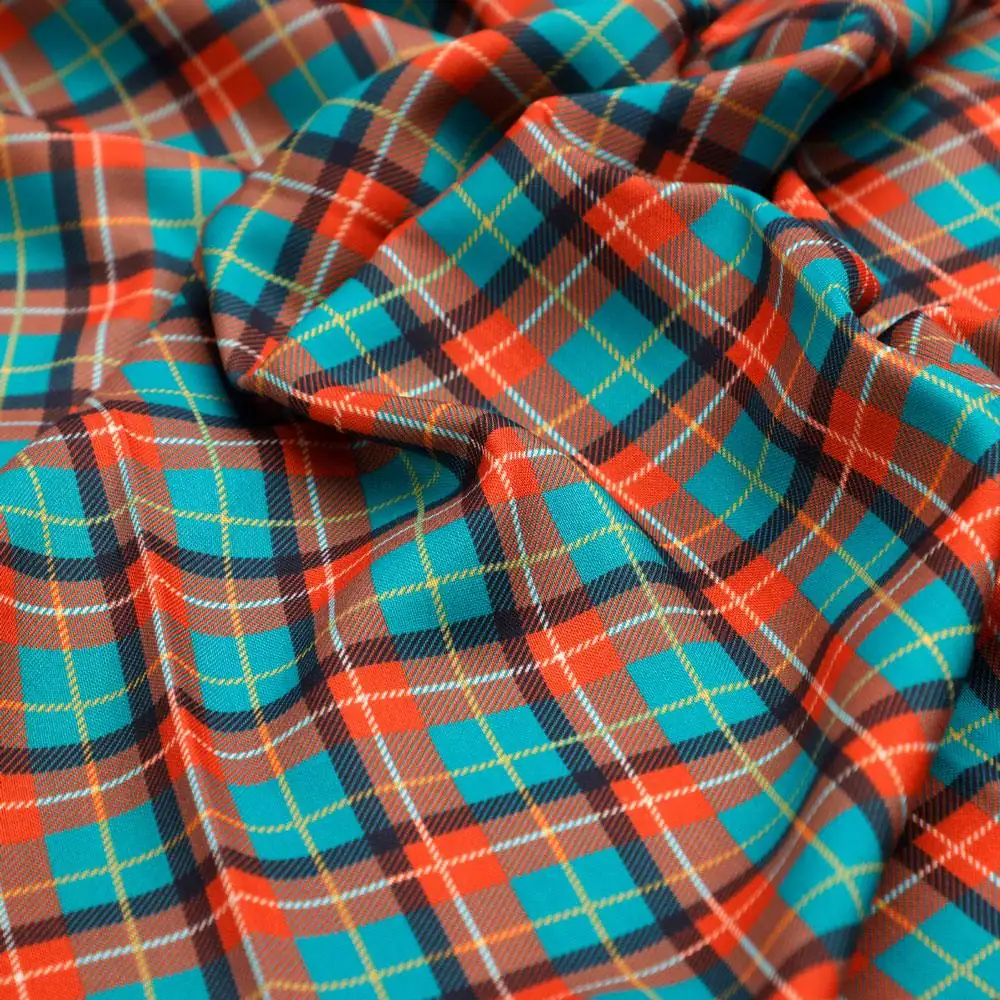 Mini Check Patterns Digital Printed Fabric - Rayon - Image 3