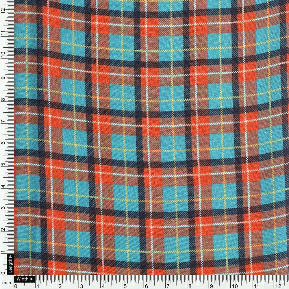 Mini Check Patterns Digital Printed Fabric - Rayon - Image 4
