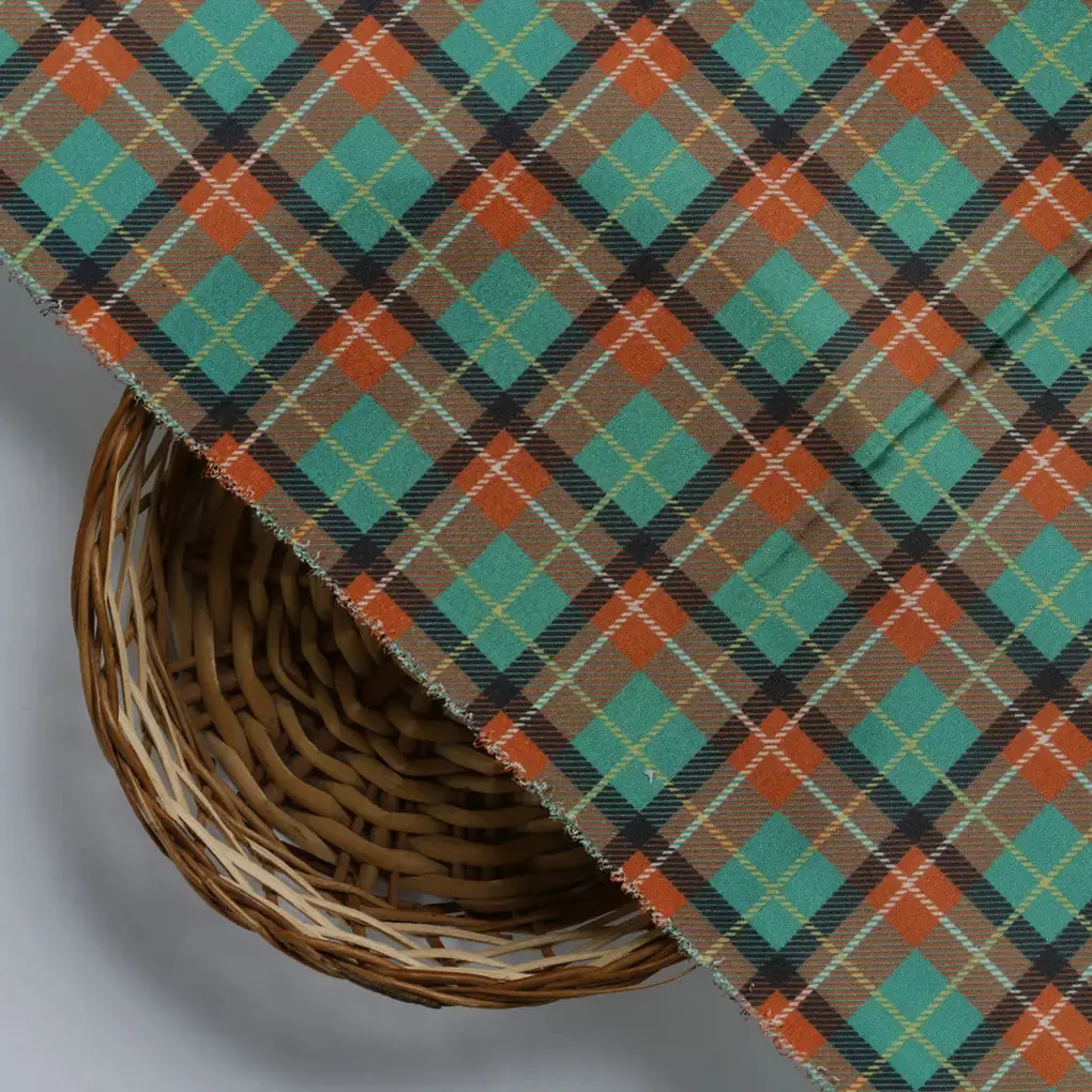 Mini Check Patterns Digital Printed Fabric - Crepe - Image 3