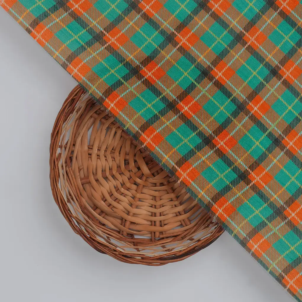 Mini Check Patterns Digital Printed Fabric - Tusser Silk - Image 4