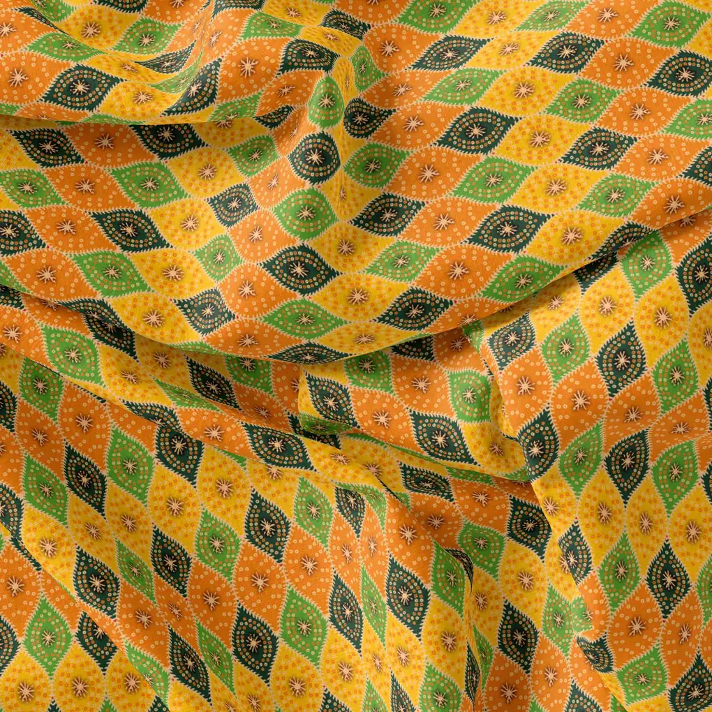 Mix Ogee Seamless Pattern Digital Printed Fabric - Kora Silk - Image 3