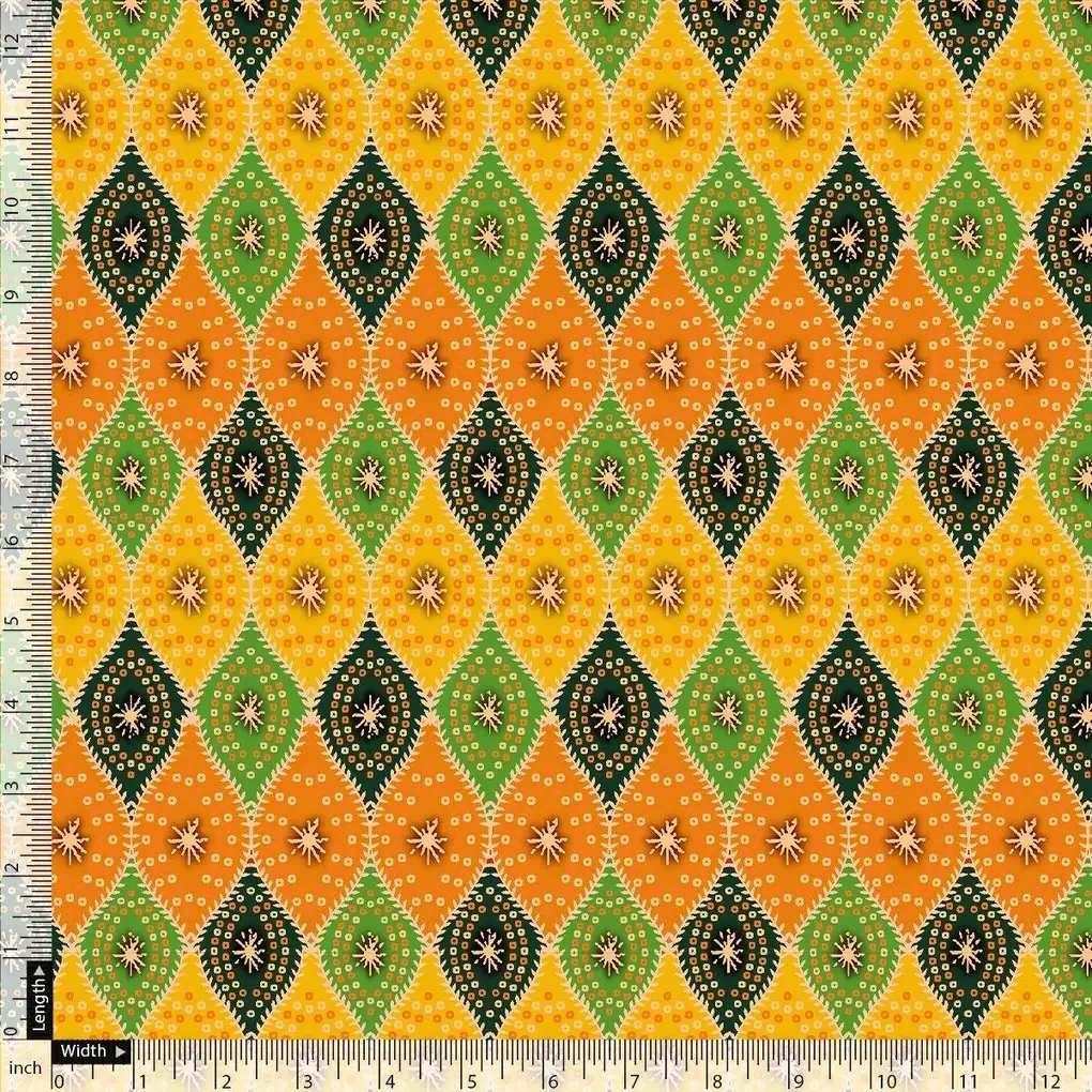 Mix Ogee Seamless Pattern Digital Printed Fabric - Pure Georgette - Image 4