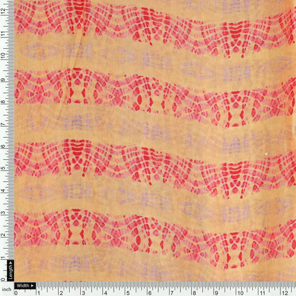 Red Strips Pure Muslin Printed Fabric Material - Image 4