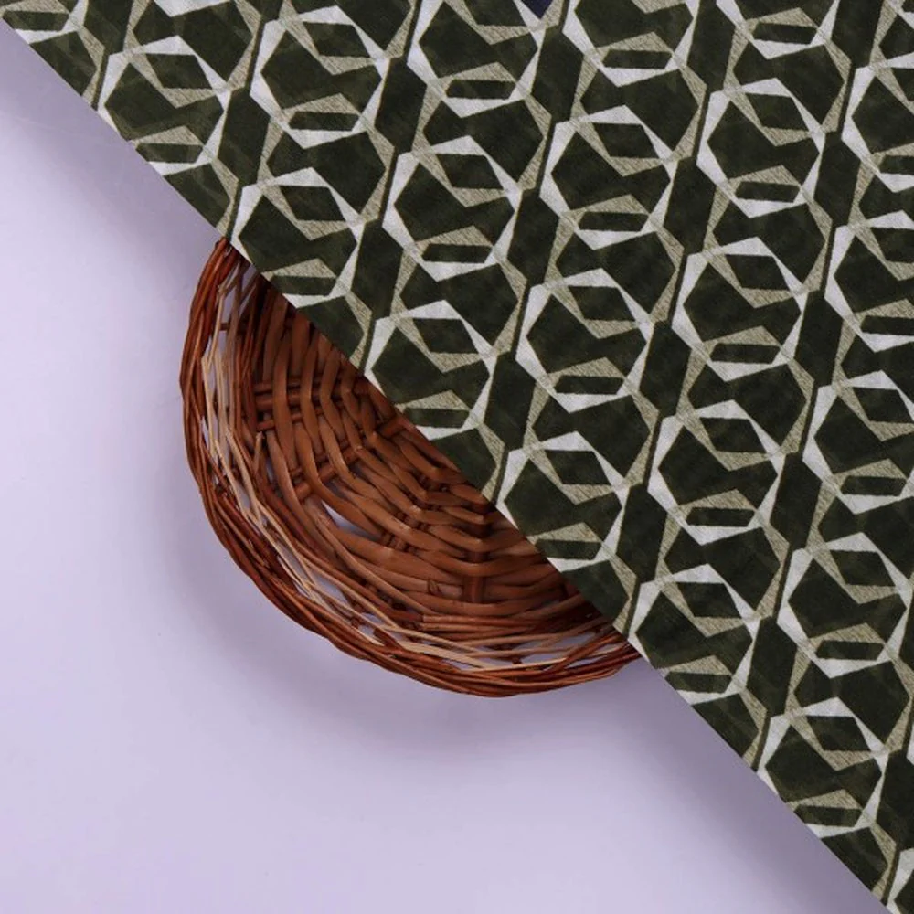 Modern Abstract Geometric Patterned Chanderi Fabric - Image 2