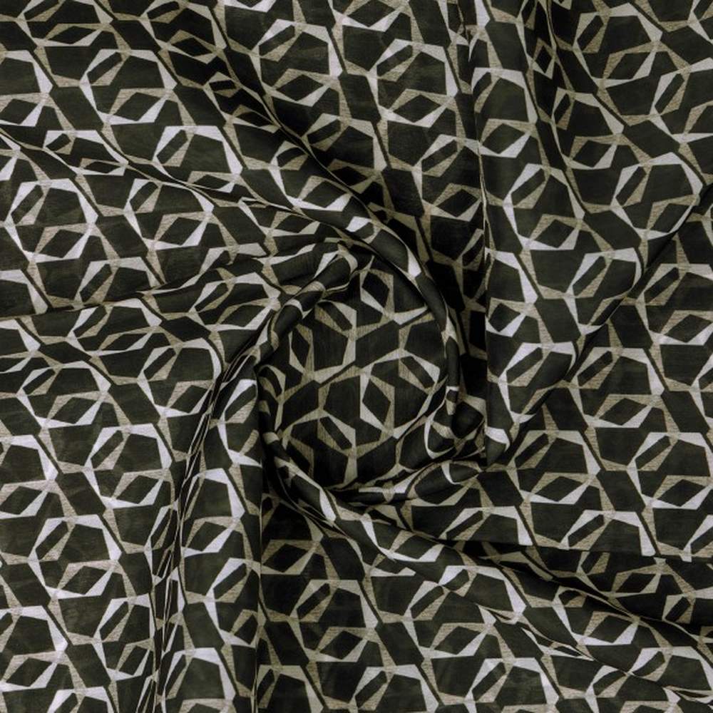 Modern Abstract Geometric Patterned Chanderi Fabric - Image 3