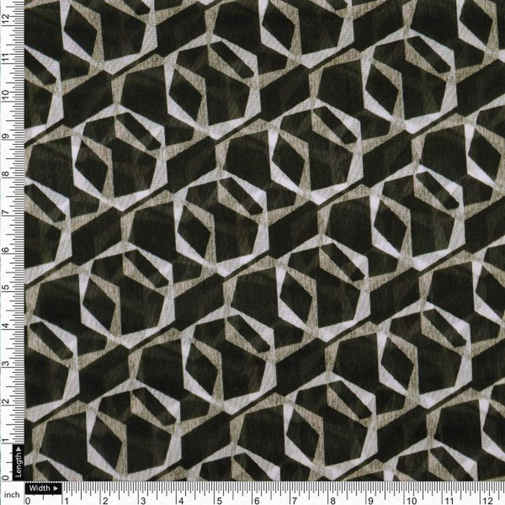 Modern Abstract Geometric Patterned Chanderi Fabric - Image 4