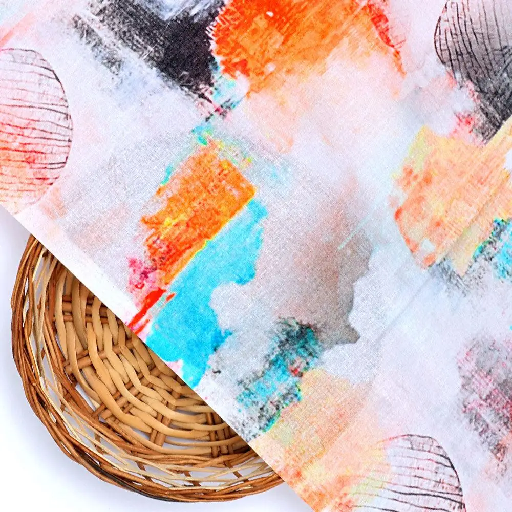 Morden Abstract Spotted Art Digital Printed Fabric - Pure Cotton - Image 2