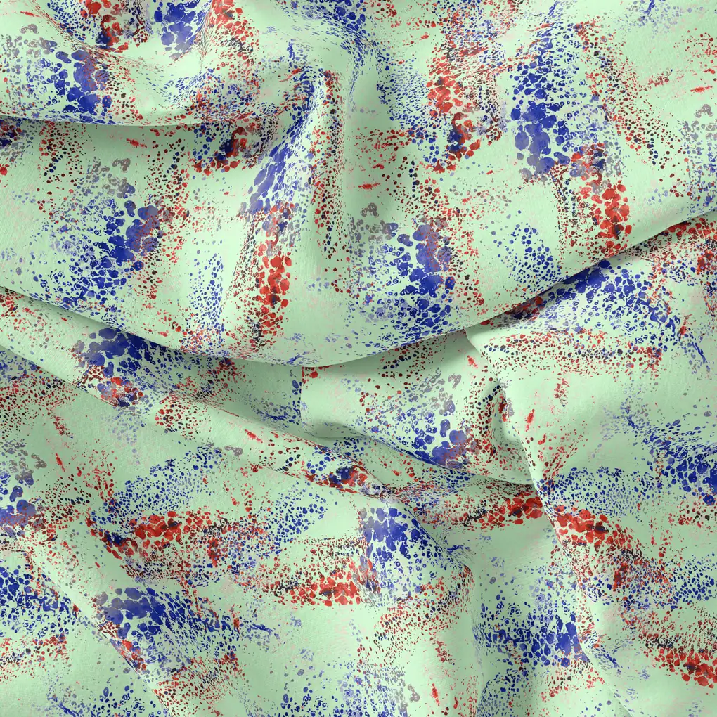 Morden Blue And Red Sprinkle Digital Printed Fabric - Image 4