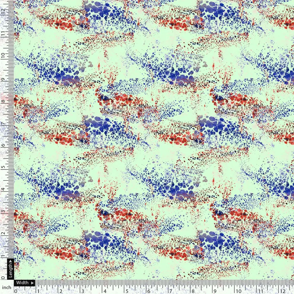 Morden Blue And Red Sprinkle Digital Printed Fabric - Silk Crepe - Image 5