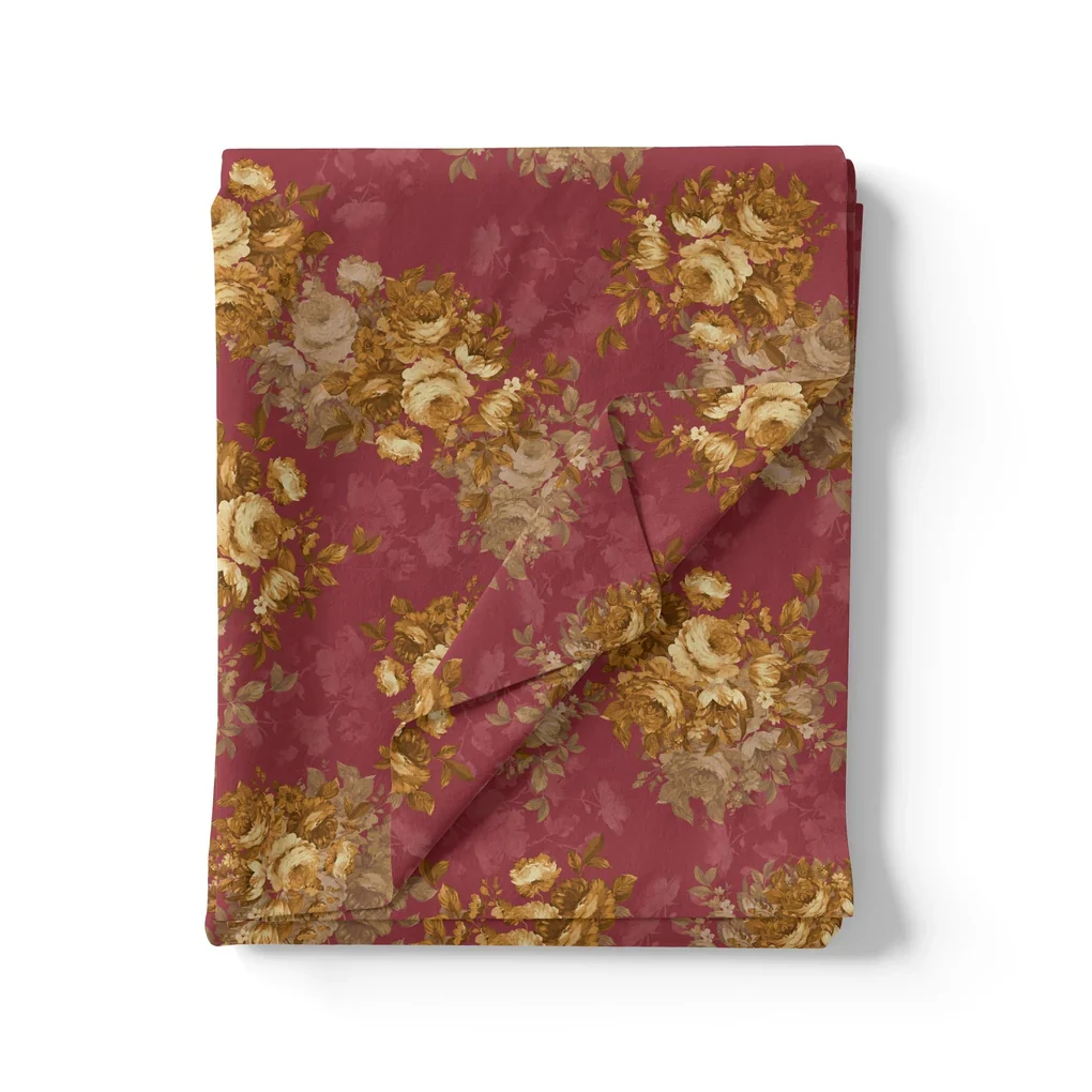 Morden Brown Roses Ripe Currant Colour Background Digital Printed Fabric - Image 3