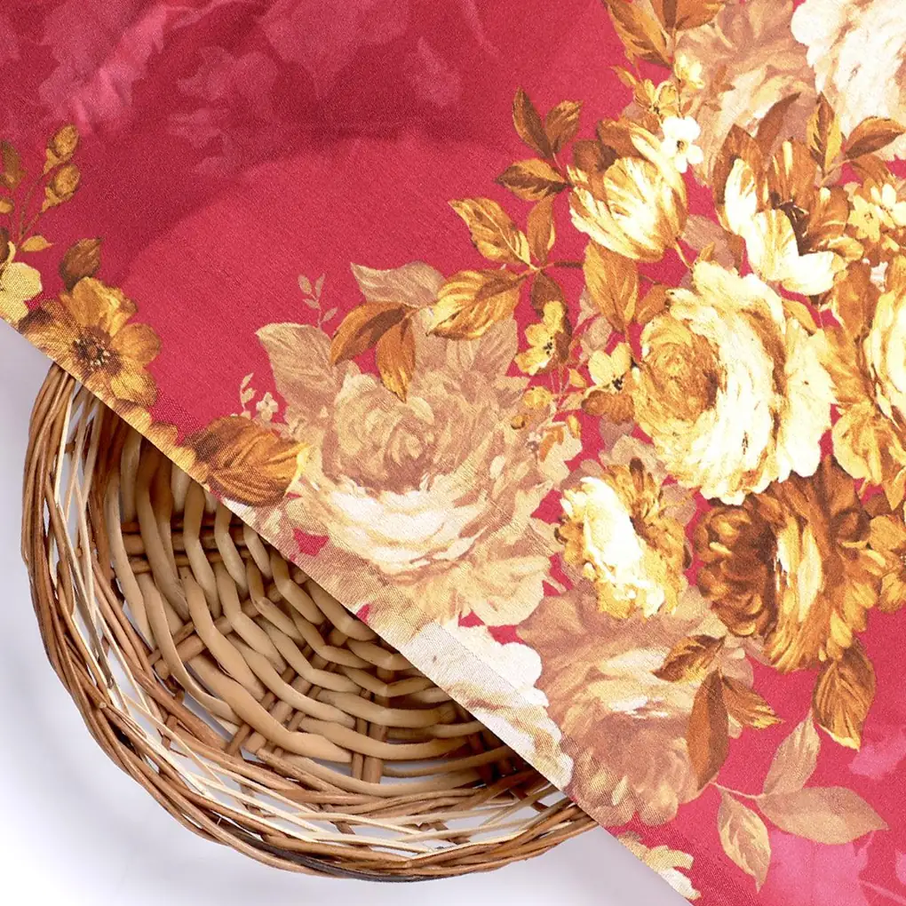 Morden Brown Roses Ripe Currant Colour Background Digital Printed Fabric - Japan Satin - Image 2