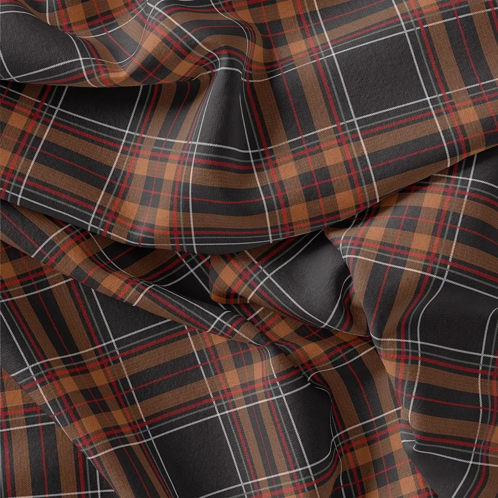 Morden Browny Checkered Digital Printed Fabric - Japan Satin - Image 3