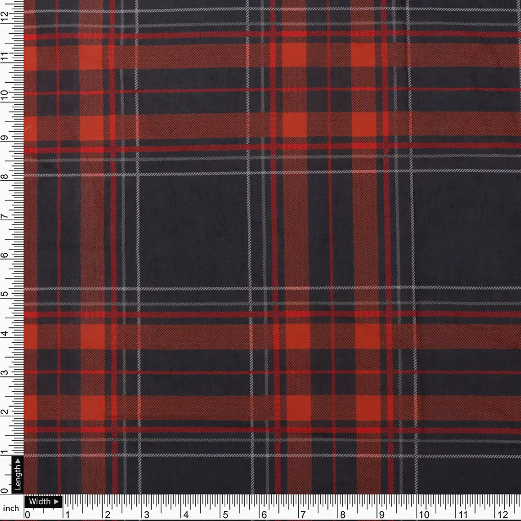 Morden Browny Checkered Digital Printed Fabric - Pure Cotton - Image 2
