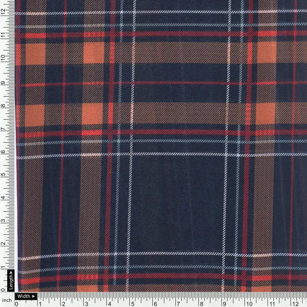 Morden Browny Checkered Digital Printed Fabric - Weightless - Image 4