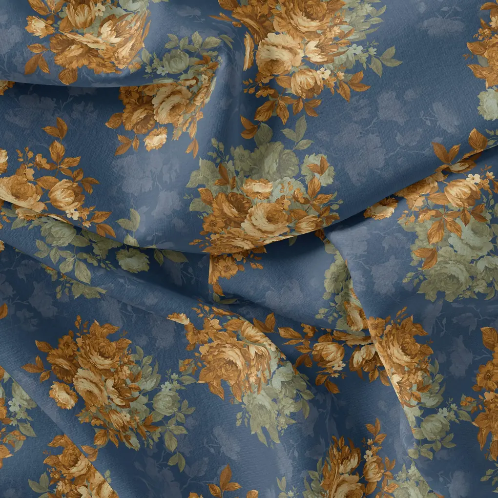 Morden Cathay Spice Colour Roses Digital Printed Fabric - Image 4