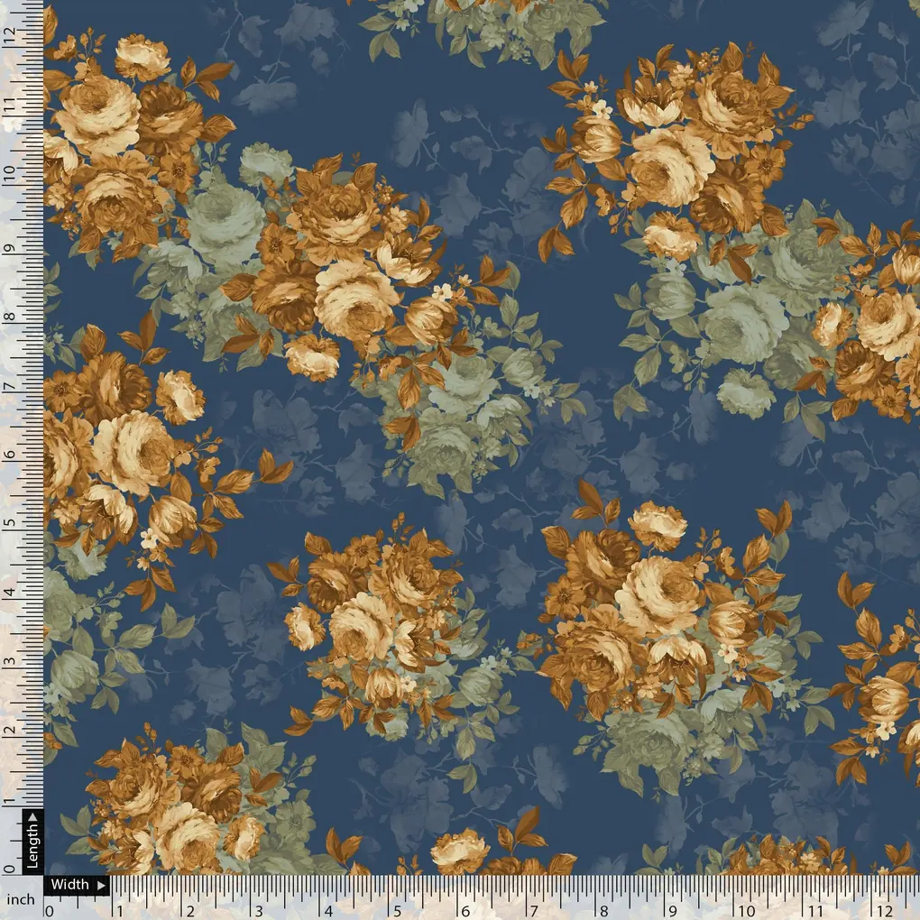 Morden Cathay Spice Colour Roses Digital Printed Fabric - Image 5