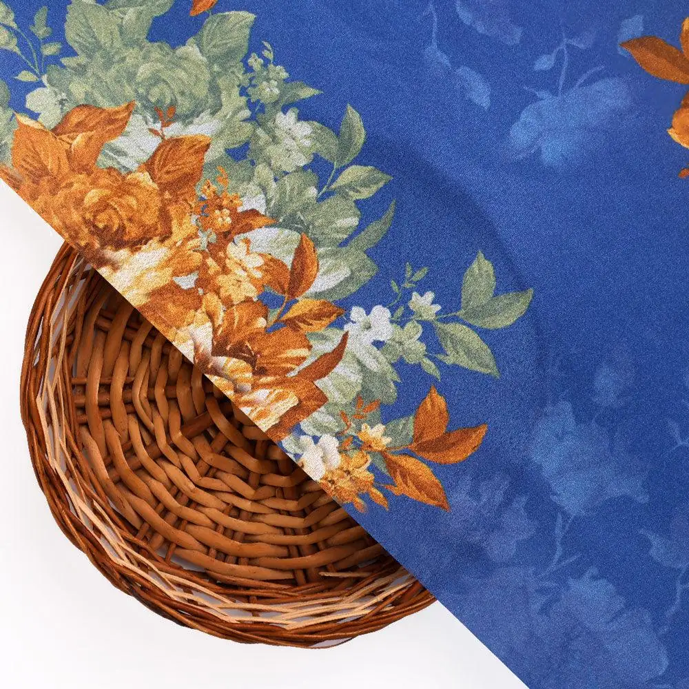 Morden Cathay Spice Colour Roses Digital Printed Fabric - Silk Crepe - Image 2