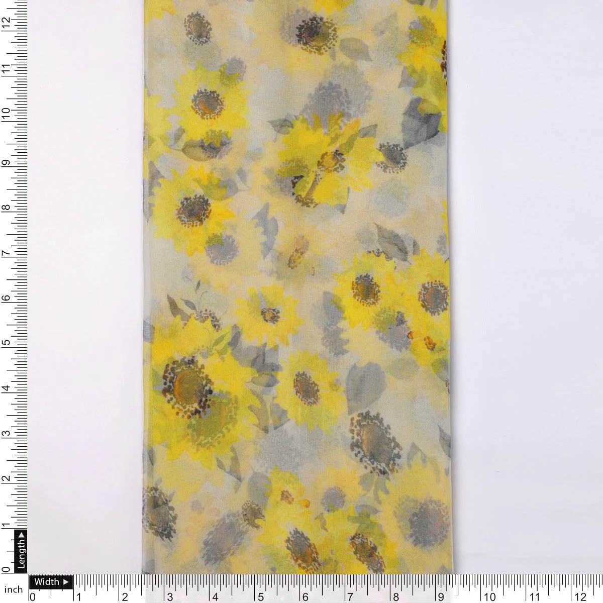 Morden Classic Yellow Sunflower Digital Printed Fabric - Pure Chiffon - Image 4