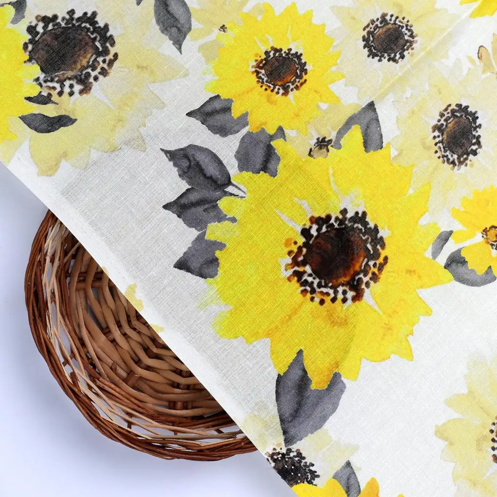 Morden Classic Yellow Sunflower Digital Printed Fabric - Cotton - Image 2